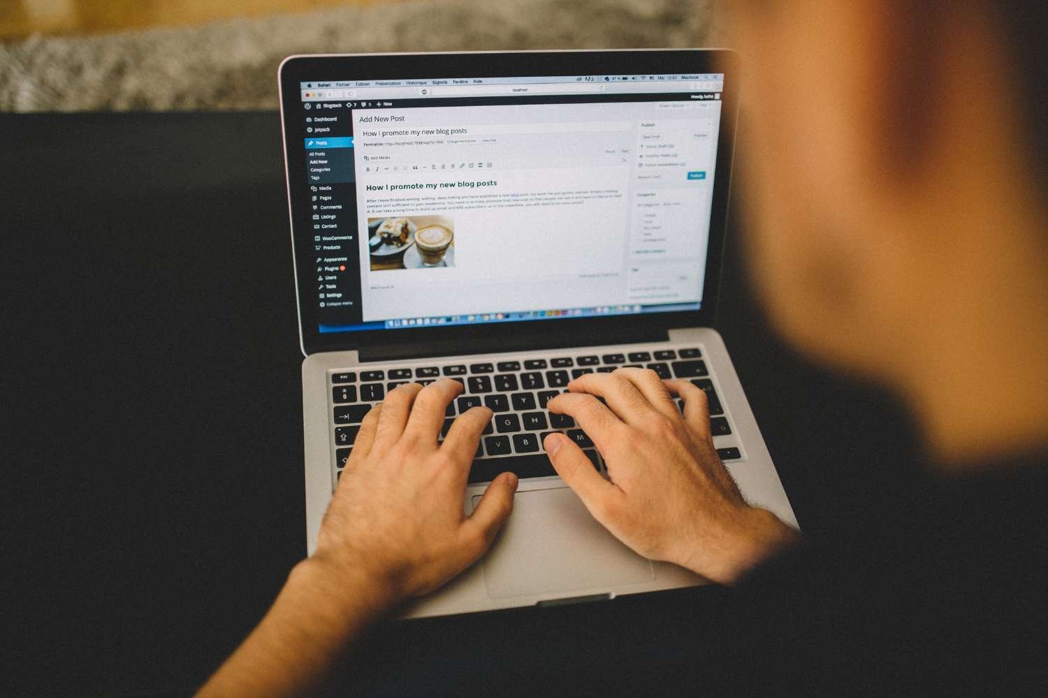 Developing website in a WordPress dashboard